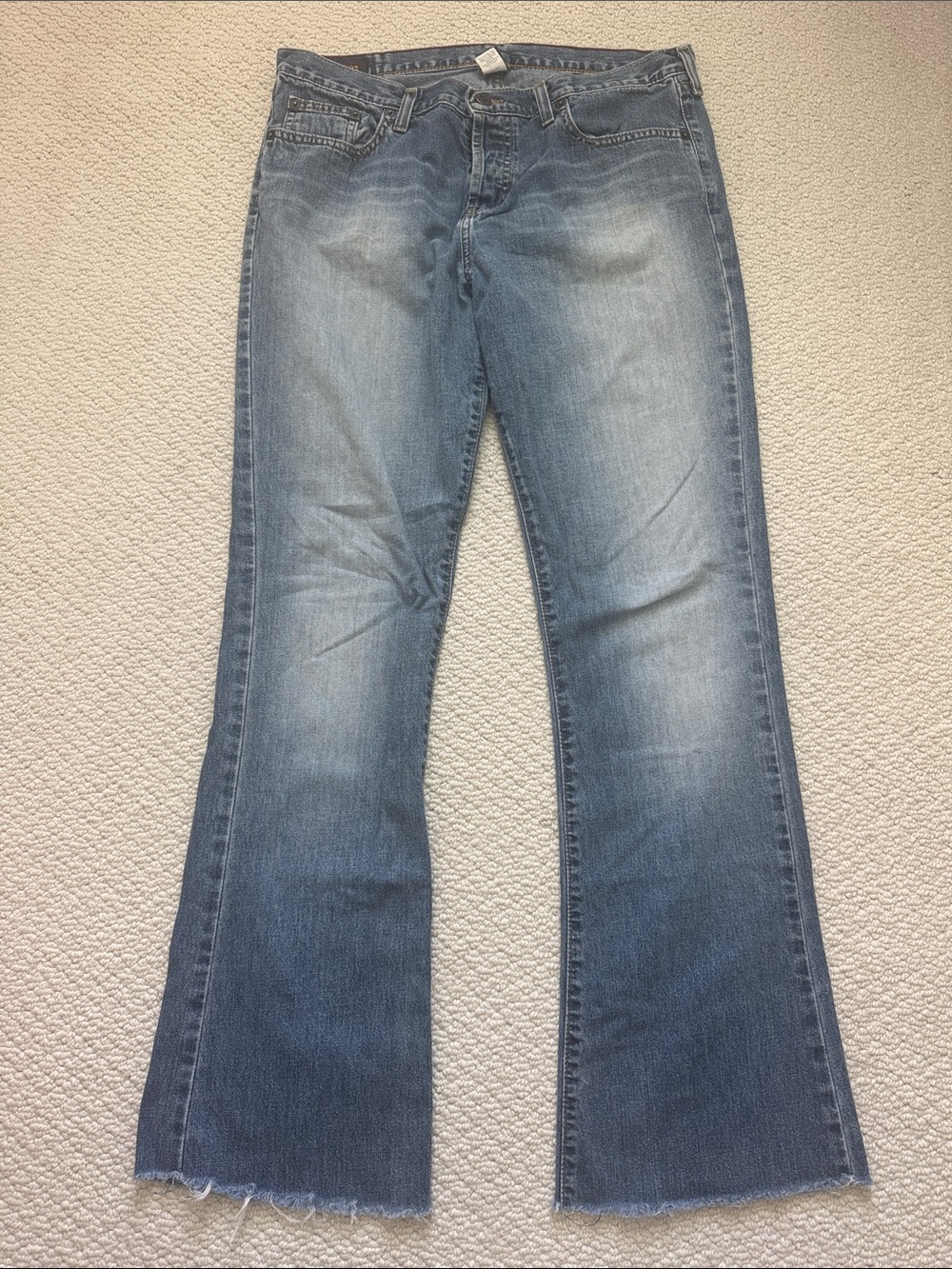 Vintage Abercrombie and Fitch Light Blue Flare Jeans with Raw Hem
